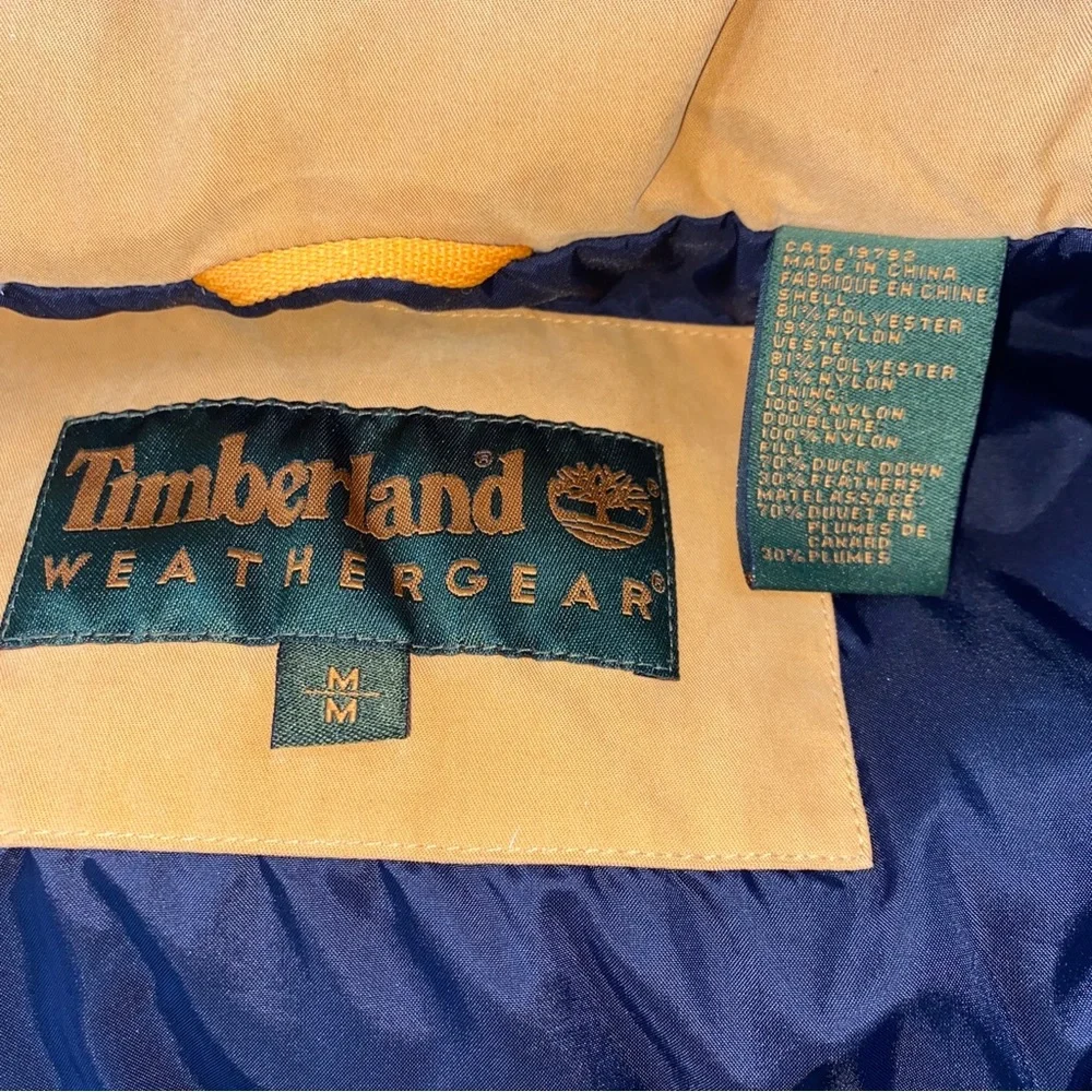 Vintage Timberland Vest WeatherGear‎ Men Tan Duck Down Camping Outdoor